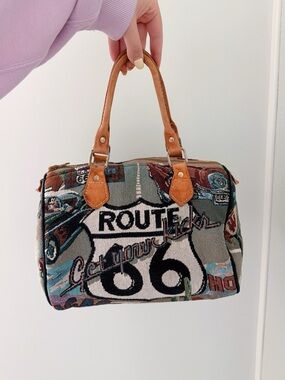 Vintage Route 66 Quilted Purse